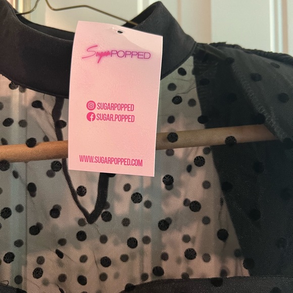 Sugar Popped Polka Dotted Semi Mesh Dress - Picture 3 of 5